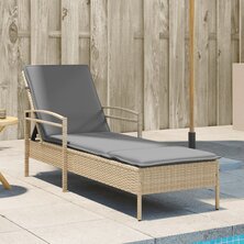 Ligbed met kussen 63x200x81 cm poly rattan beige