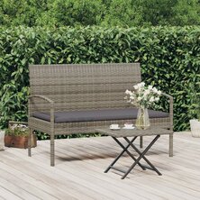 Tuinbank met kussen 105 cm poly rattan grijs