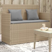 Tuinbank met kussens poly rattan beige