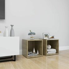 Tv-meubelen 2 st 37x35x37 cm bewerkt hout wit sonoma eikenkleur