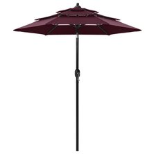 Parasol 3-laags met aluminium paal 2 m bordeauxrood