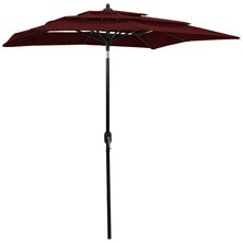 Parasol 3-laags met aluminium paal 2x2 m bordeauxrood 8720286165300