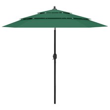 Parasol 3-laags met aluminium paal 2,5 m groen