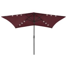 Parasol met LED&apos;s en stalen paal 2x3 m bordeauxrood 8720286164723