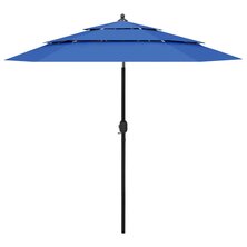 Parasol 3-laags met aluminium paal 2,5 m azuurblauw