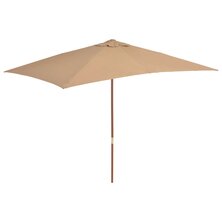 Parasol met houten paal 200x300 cm taupe