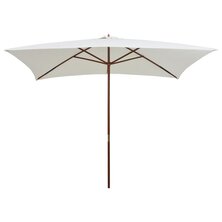 Parasol met houten paal 200x300 cm cr&egrave;mewit