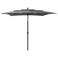 Parasol 3-laags met aluminium paal 2,5x2,5 m antracietkleurig 8720286165201