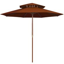 Parasol dubbeldekker met houten paal 270 cm terracottakleurig 8720286164471