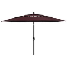 Parasol 3-laags met aluminium paal 3,5 m bordeauxrood