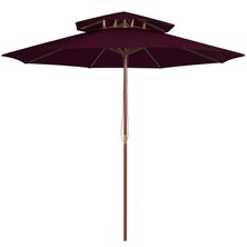 Parasol dubbeldekker met houten paal 270 cm bordeauxrood 8720286164464