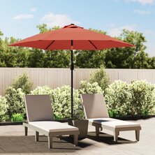 Parasol met LED-verlichting en stalen paal 300 cm terracotta 8720286164396