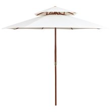 Dubbeldekker parasol 270x270 cm houten paal cr&egrave;mewit