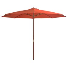 Parasol met houten paal 350 cm terracottakleurig