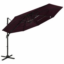 Parasol 4-laags met aluminium paal 3x3 m bordeauxrood 8720286165140