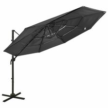 Parasol 4-laags met aluminium paal 3x3 m antracietkleurig 8720286165126