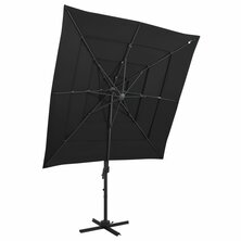 Parasol 4-laags met aluminium paal 250x250 cm zwart 8720286165089