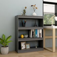 Boekenkast/kamerscherm 100x30x103 cm massief grenenhout grijs