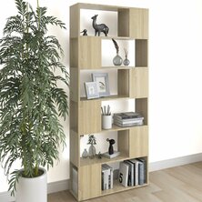 Boekenkast/kamerscherm 80x24x186 cm spaanplaat sonoma eiken