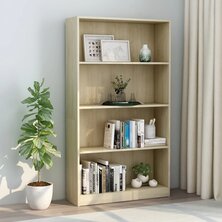 Boekenkast met 4 schappen 80x24x142 cm bewerkt hout sonoma eik