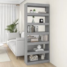 Boekenkast/kamerscherm 80x30x198 cm spaanplaat grijs sonoma