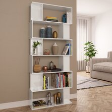 Boekenkast/kamerscherm 80x24x192 cm hoogglans wit