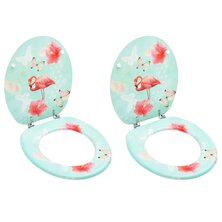 Toiletbrillen met deksel 2 st flamingo MDF