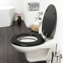 Tiger Soft-close toiletbril Blackwash MDF zwart 252030746