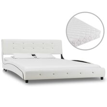 Bed met matras kunstleer wit 140x200 cm