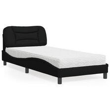 Bed met matras stof zwart 90x190 cm