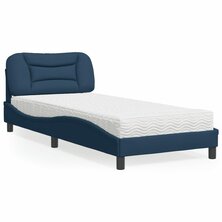 Bed met matras stof blauw 90x190 cm