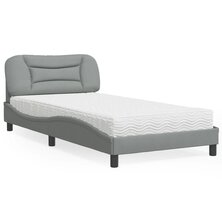 Bed met matras stof lichtgrijs 100x200 cm