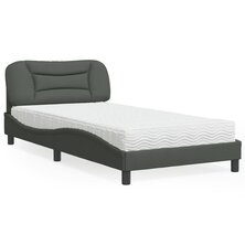 Bed met matras stof donkergrijs 100x200 cm