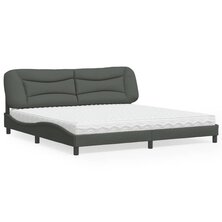 Bed met matras stof donkergrijs 200x200 cm