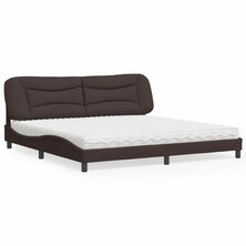 Bed met matras stof donkerbruin 200x200 cm