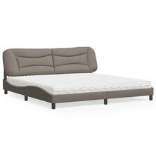 Bed met matras stof taupe 200x200 cm