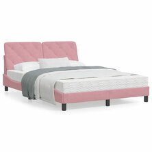 Bed met matras fluweel roze 120x200 cm