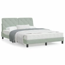 Bed met matras fluweel lichtgrijs 140x200 cm