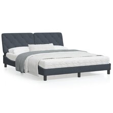 Bed met matras fluweel donkergrijs 160x200 cm 8721012351486