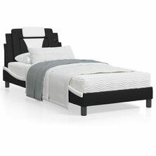 Bed met matras kunstleer zwart en wit 80x200 cm 8721012352421
