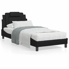 Bed met matras kunstleer zwart 90x190 cm 8721012352445