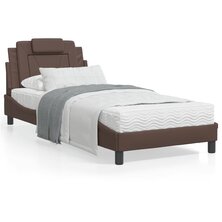 Bed met matras kunstleer bruin 90x190 cm 8721012352469