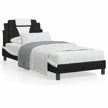 Bed met matras kunstleer zwart en wit 90x190 cm 8721012352490