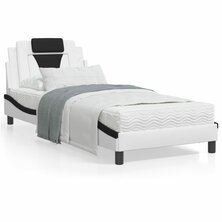 Bed met matras kunstleer wit en zwart 90x190 cm 8721012352506