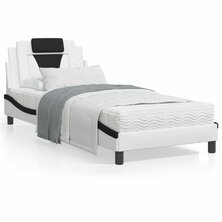 Bed met matras kunstleer zwart en wit 90x200 cm 8721012352575