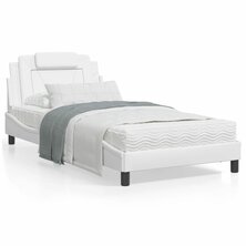 Bed met matras kunstleer wit 100x200 cm 8721012352599