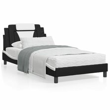 Bed met matras kunstleer zwart en wit 100x200 cm 8721012352636