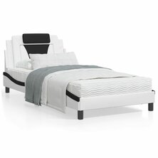 Bed met matras kunstleer wit en zwart 100x200 cm 8721012352643