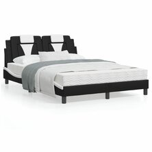 Bed met matras kunstleer zwart en wit 120x200 cm 8721012352704