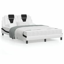 Bed met matras kunstleer zwart en wit 120x200 cm 8721012352711